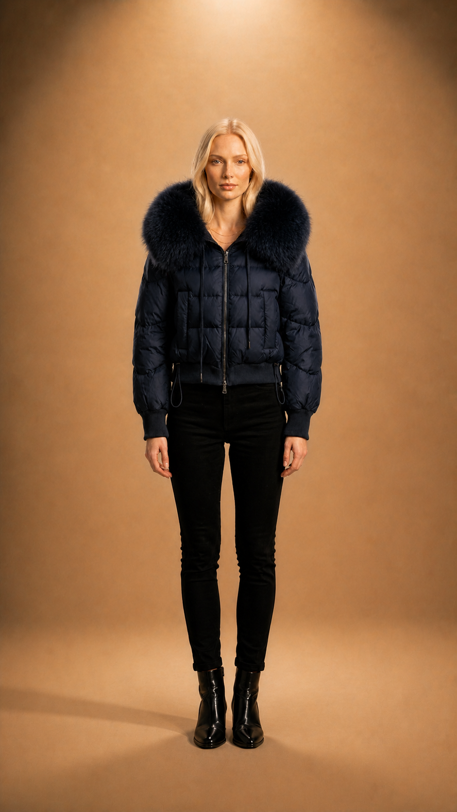 Chaqueta Puffer Premium Urban Luxe con Capucha de Pelo Natural