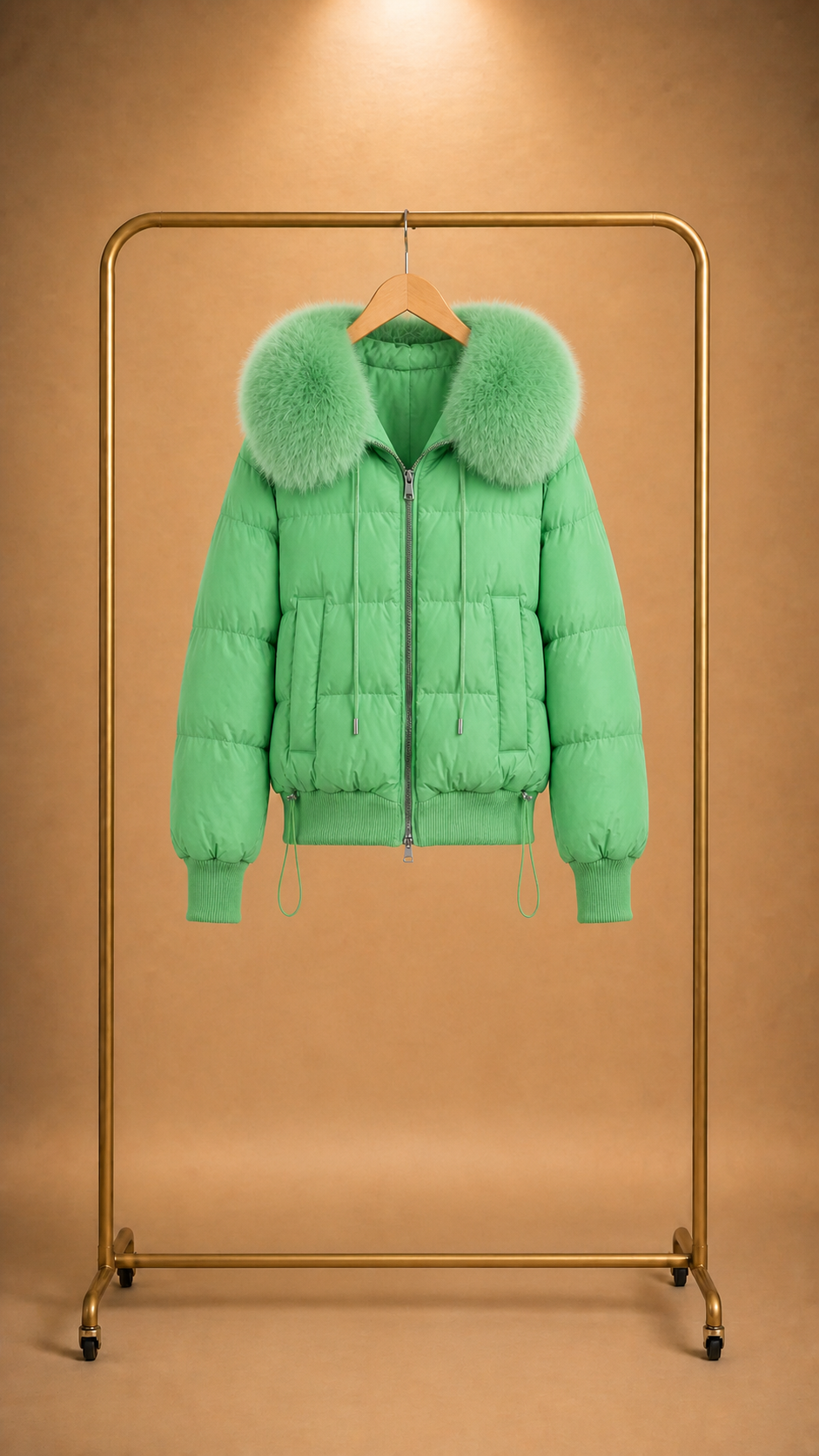 Chaqueta Puffer Premium Urban Luxe con Capucha de Pelo Natural