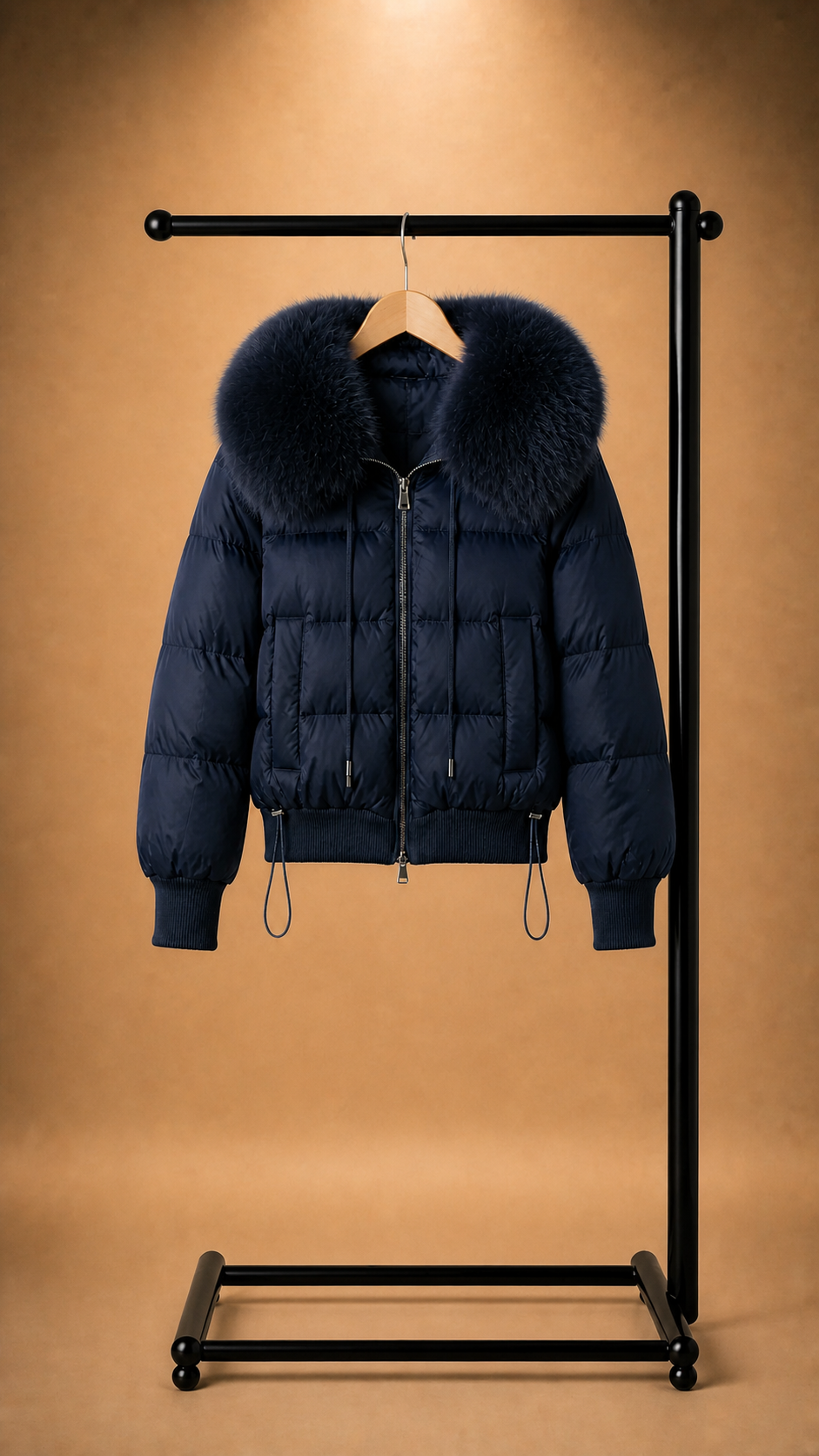 Chaqueta Puffer Premium Urban Luxe con Capucha de Pelo Natural